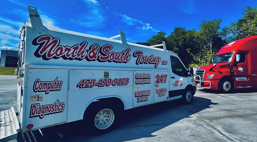 North and South Towing LLC Mobile Truck Repair Service with tractor trailer in Cleveland Tennessee