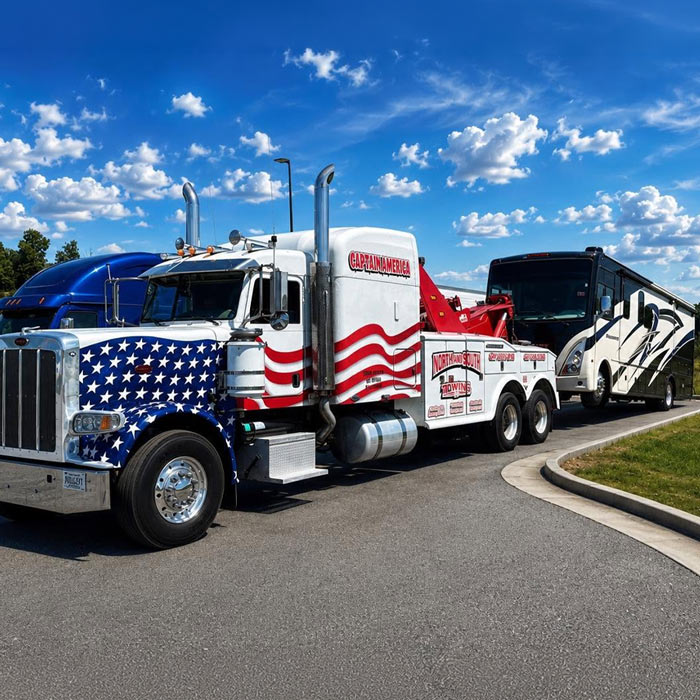 Motorhome Towing Service Cleveland Tennessee North and South Towing Heavy Duty Wrecker Towing RV
